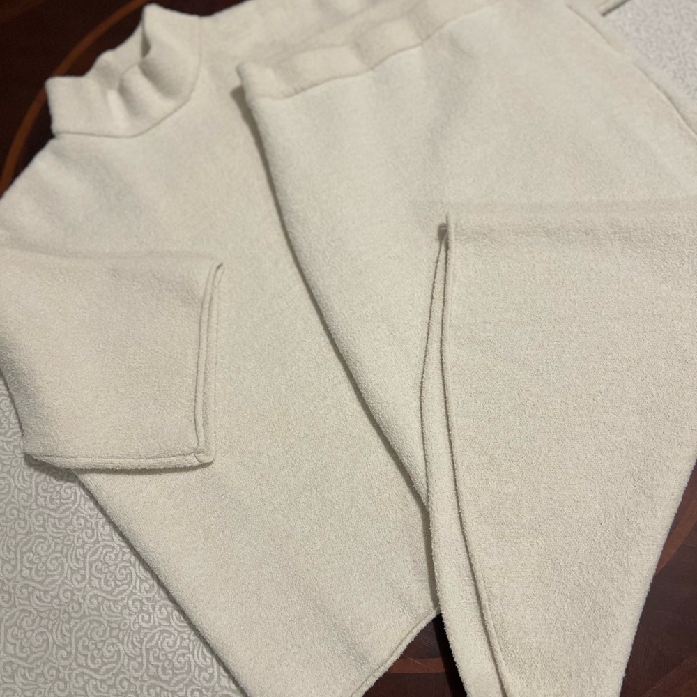 Zara Matching Set Cream Knit Top Skirt 2 Pc Outfit Minimalist Chic Cozy Lounge